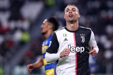 Torino, İtalya. 19 Ocak 2020. İtalyan Serisi A. Juventus Fc, Parma Calcio 'ya karşı. Juventus FC 'den Cristiano Ronaldo.   