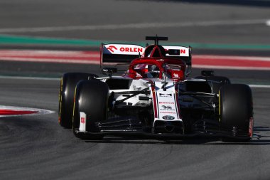 Barselona, İspanya. 26 Şubat 2020. Formula 1 sezon öncesi testi. Finlandiya 'dan Kimi Raikkonen ve F1 Kış Testi sırasında Alfa Romeo Racing