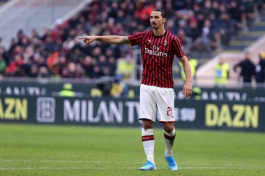 Milano, İtalya. 19 Ocak 2020. İtalyan Serisi A. Ac Milan, Udinese Calcio 'ya karşı. Ac Milan 'dan Zlatan Ibrahimoviç. 