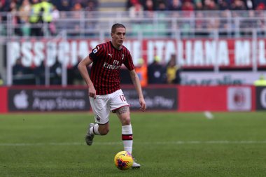 Milano, İtalya. 19 Ocak 2020. İtalyan Serisi A. Ac Milan, Udinese Calcio 'ya karşı. Ac Milan 'dan Andrea Conti. 