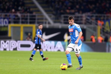 Milano. İtalya. 12 Şubat 2020. Coppa Italia yarı final ilk ayağı. Fc Internazionale ve Ssc Napoli. Ssc Napoli 'den Diego Demme. 