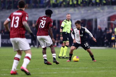 Milano, İtalya. 13 Şubat 2020. Coppa Italia 'da. Ac Milan ve Juventus Fc. Juventus FC 'den Paulo Dybala.   