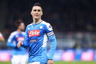Milano. İtalya. 12 Şubat 2020. Coppa Italia yarı final ilk ayağı. Fc Internazionale ve Ssc Napoli. Sc Napoli 'den Jose Maria Callejon. 