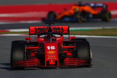 Barselona, İspanya. 26 Şubat 2020. Sezon öncesi F1 Kış Testi sırasında Monaco ve Scuderia Ferrari 'den Charles Leclerc