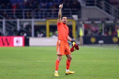 Milano, İtalya. 13 Şubat 2020. Coppa Italia 'da. Ac Milan ve Juventus Fc. Juventus FC 'den Gianluigi Buffon.   