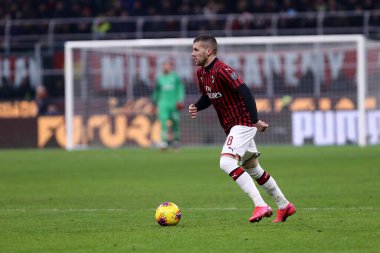 Milano, İtalya. 13 Şubat 2020. Coppa Italia yarı final ilk ayağı. Ac Milan ve Juventus Fc. Ac Milan 'dan Ante Rebic. 