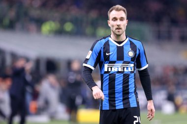 Milano, İtalya. 12 Şubat 2020. Coppa Italia yarı final ilk ayağı. Fc Internazionale, Ssc Napoli 'ye karşı. - Evet. FC Internazionale 'den Christian Eriksen.