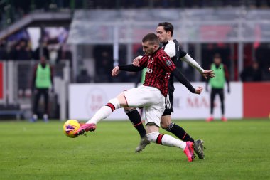 Milano, İtalya. 13 Şubat 2020. Coppa Italia yarı final ilk ayağı. Ac Milan ve Juventus Fc. Ac Milan 'dan Ante Rebic. 