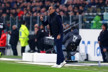 Maurizio Sarri, İtalya Juventus FC Torino 'nun baş antrenörü. 10 Kasım 2019. İtalyan Serie A- Juventus Fc Ac Milan 'a karşı.