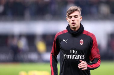 Milano, İtalya. 13 Şubat 2020. Coppa Italia yarı final ilk ayağı. Ac Milan ve Juventus Fc. Ac Milan 'dan Daniel Maldini. 