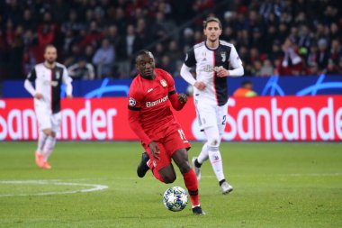 Leverkusen, Almanya. 11 Aralık 2019. Uefa Şampiyonlar Ligi 2019-20 Grup D. Bayer Leverkusen 'den Moussa Diaby..