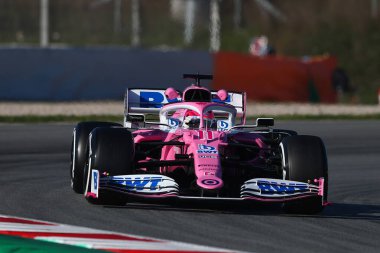 Barselona, İspanya. 20 Şubat 2020. Formula 1 sezon öncesi testi. Racing Point 'ten Sergio Perez F1 Kış Testi' nin üçüncü gününde 