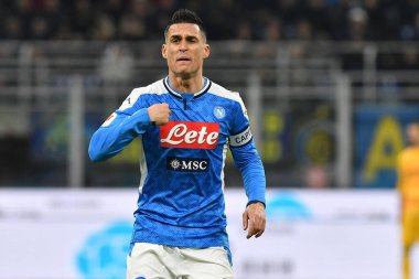 Milano. İtalya. 12 Şubat 2020. Coppa Italia yarı final ilk ayağı. Fc Internazionale ve Ssc Napoli. Sc Napoli 'den Jose Maria Callejon. 