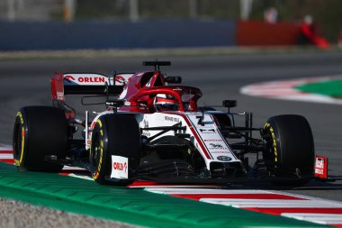 Barselona, İspanya. 20 Şubat 2020. Formula 1 sezon öncesi testi. Alfa Romeo Yarışı 'ndan Kimi Raikkonen F1 Kış Testi' nin ikinci gününde