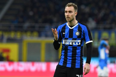 Milano, İtalya. 12 Şubat 2020. Coppa Italia yarı final ilk ayağı. Fc Internazionale, Ssc Napoli 'ye karşı. - Evet. FC Internazionale 'den Christian Eriksen.