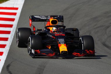 Barcelona, Spain. 26th February 2020. Formula 1 pre-season test. Max Verstappen of the Netherlands and Aston Martin Red Bull Racing  during of F1 Winter Testing  clipart