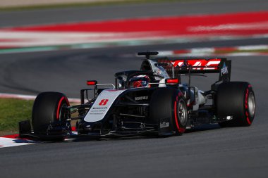 Barselona, İspanya. 26 Şubat 2020. Fransa 'dan Romain Grosjean ve F1 Kış Sınavı öncesi Haas F1 Takımı 