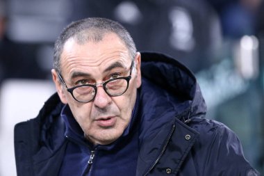 Torino, İtalya. 19 Ocak 2020. İtalyan Serisi A. Juventus Fc, Parma Calcio 'ya karşı. Maurizio Sarri, Juventus FC 'nin koçu..  