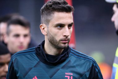 Milano, İtalya. 13 Şubat 2020. Coppa Italia 'da. Ac Milan ve Juventus Fc. Juventus FC 'den Rodrigo Bentancur..
