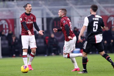 Milano, İtalya. 13 Şubat 2020. Coppa Italia yarı final ilk ayağı. Ac Milan ve Juventus Fc. Ac Milan 'dan Zlatan Ibrahimoviç. 
