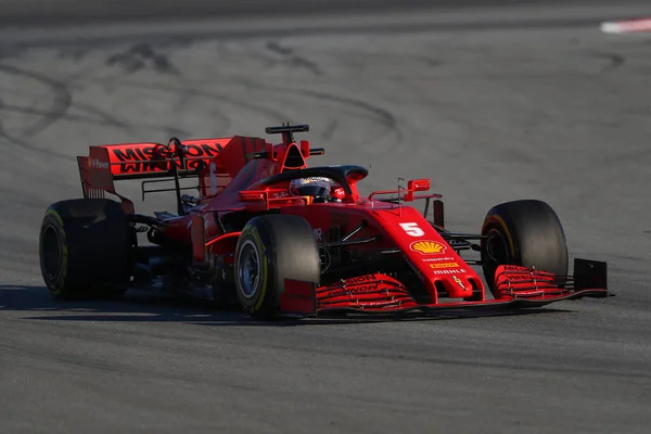 Barcelona España Febrero 2020 Prueba Pretemporada Fórmula Sebastian Vettel Scuderia — Foto de Stock