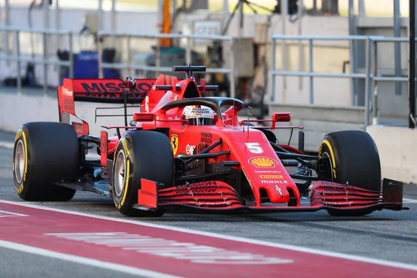 Barcelona España Febrero 2020 Sebastian Vettel Alemania Scuderia Ferrari Durante — Foto de Stock