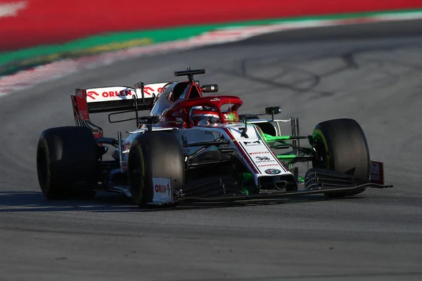 Barcelona Hiszpania Lutego 2020 Test Przedsezonowy Formuły Kimi Raikkonen Alfa — Zdjęcie stockowe