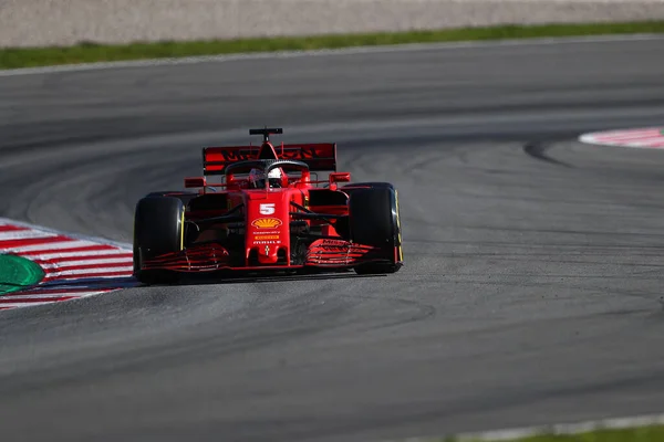 Barcelona España Febrero 2020 Prueba Pretemporada Fórmula Sebastian Vettel Scuderia — Foto de Stock