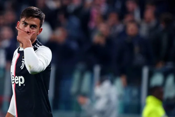 Paulo Dybala Juventus Świętuje Strzeleniu Gola Podczas Meczu Serie Pomiędzy — Zdjęcie stockowe