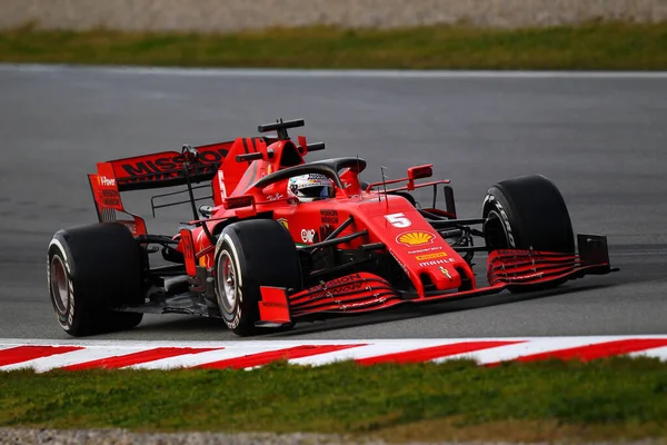 Barcelona España Febrero 2020 Prueba Pretemporada Fórmula Sebastian Vettel Alemania — Foto de Stock