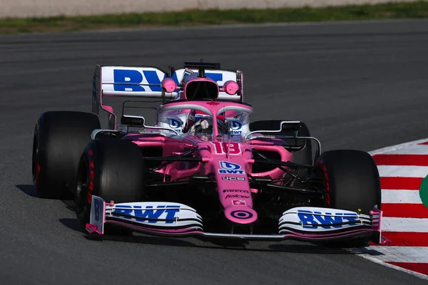 Barcelona Espanha Fevereiro 2020 Lance Stroll Canada Racing Point Durante — Fotografia de Stock