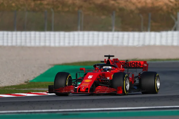 Barcelona España Febrero 2020 Prueba Pretemporada Fórmula Sebastian Vettel Scuderia — Foto de Stock