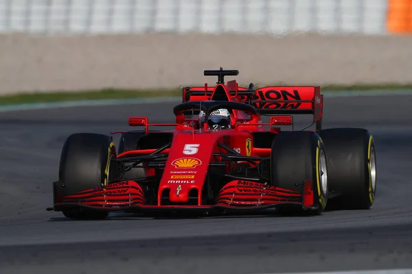 Barcelona España Febrero 2020 Prueba Pretemporada Fórmula Sebastian Vettel Scuderia — Foto de Stock