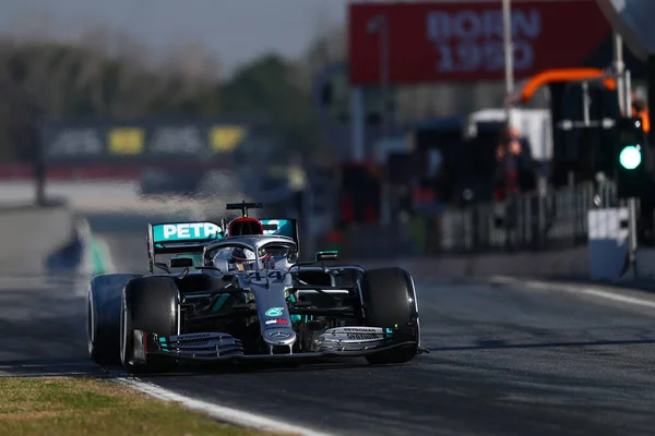 Барселона Испания Февраля 2020 Года Предсезонный Тест Формулы Lewis Hamilton — стоковое фото