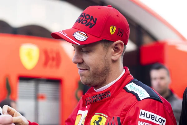 바르셀로나 스페인 2020 이전의 포뮬러 시험의 Scuderia Ferrari Sebastian Vettel — 스톡 사진