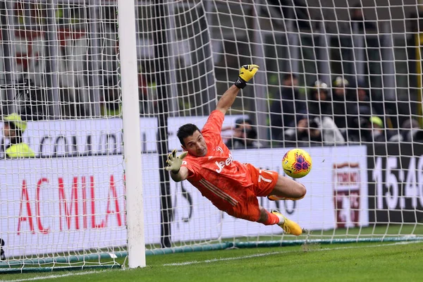 Milano Olaszország 2020 Február Coppa Italia Vagyok Milan Juventus Gianluigi — Stock Fotó