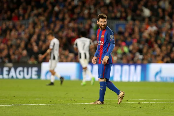 Lionel Messi Barcelona Akció Közben Uefa Bajnokok Ligája Negyeddöntőjében Második — Stock Fotó