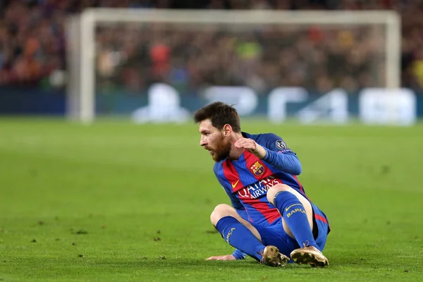 Lionel Messi Της Barcelona Κατά Διάρκεια Του Προημιτελικού Του Uefa — Φωτογραφία Αρχείου