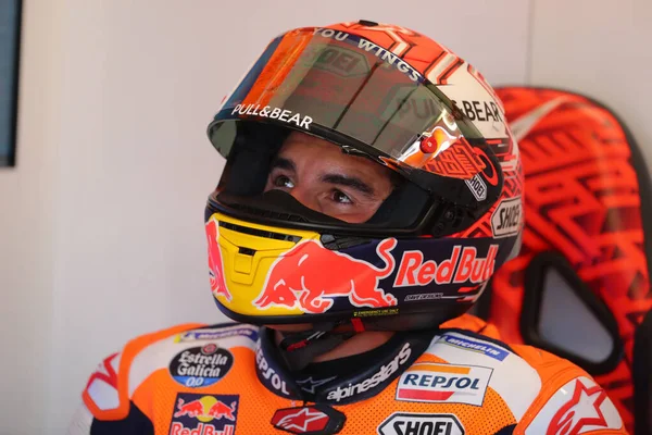 Marc Marquez Της Repsol Honda Team Στο Γκαράζ Κατά Διάρκεια — Φωτογραφία Αρχείου