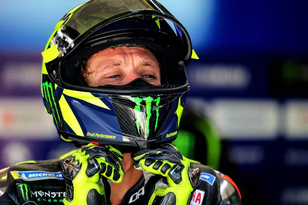 Valentino Rossi Monster Energy Yamaha Garagem Durante Prática Gratuita Para — Fotografia de Stock