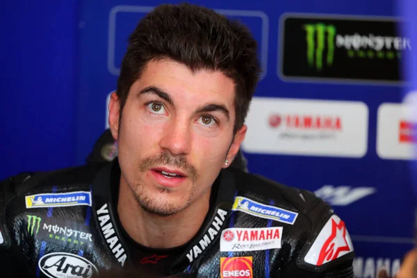 Maverick Vinales Monster Energy Yamaha Dans Les Essais Libres Garage — Photo