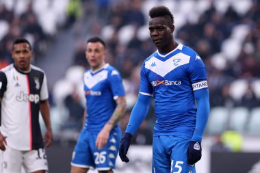 Torino, İtalya. 16 Şubat 2020. İtalyan Serisi A. Juventus Fc, Brescia Calcio 'ya karşı. Brescia Calcio 'dan Mario Balotelli.
