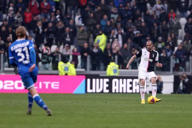 Torino, İtalya. 16 Şubat 2020. İtalyan Serisi A. Juventus Fc, Brescia Calcio 'ya karşı. Juventus FC 'den Giorgio Chiellini.   