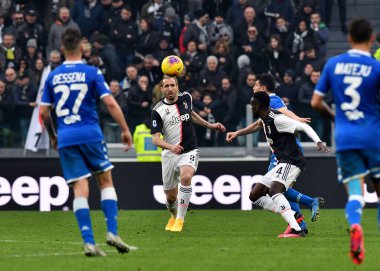 Torino, İtalya. 16 Şubat 2020. İtalyan Serisi A. Juventus Fc, Brescia Calcio 'ya karşı. Juventus FC 'den Giorgio Chiellini.   