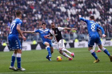 Torino, İtalya. 16 Şubat 2020. İtalyan Serisi A. Juventus Fc, Brescia Calcio 'ya karşı. Juventus FC 'den Gonzalo Higuain.   