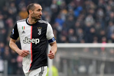 Torino, İtalya. 16 Şubat 2020. İtalyan Serisi A. Juventus Fc, Brescia Calcio 'ya karşı. Juventus FC 'den Giorgio Chiellini.   