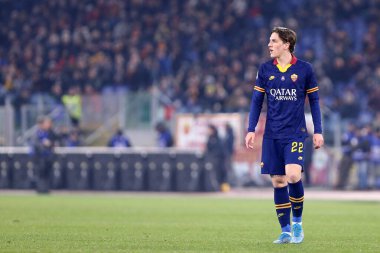 Roma, İtalya. 12 Ocak 2020. İtalyan Serisi A. Roma, Juventus Fc 'e karşı. Nicol? Roma 'dan Zaniolo.
