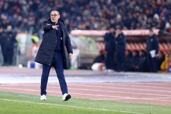 Roma Itálie Ledna2020 Italská Serie Jako Roma Juventus Maurizio Sarri — Stock fotografie