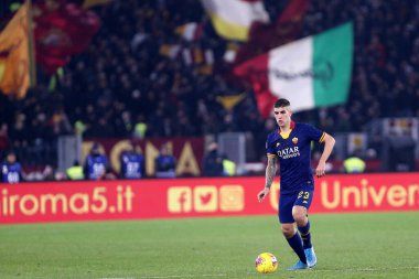 Roma, İtalya. 12 Ocak 2020. İtalyan Serisi A. Roma, Juventus Fc 'e karşı. Roma 'dan Gianluca Mancini.