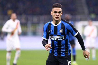 Milano, İtalya. 6 Aralık 2019. İtalyan Serisi A. Fc Internazionale, Roma 'ya karşı. FC Internazionale 'den Lautaro Martinez.